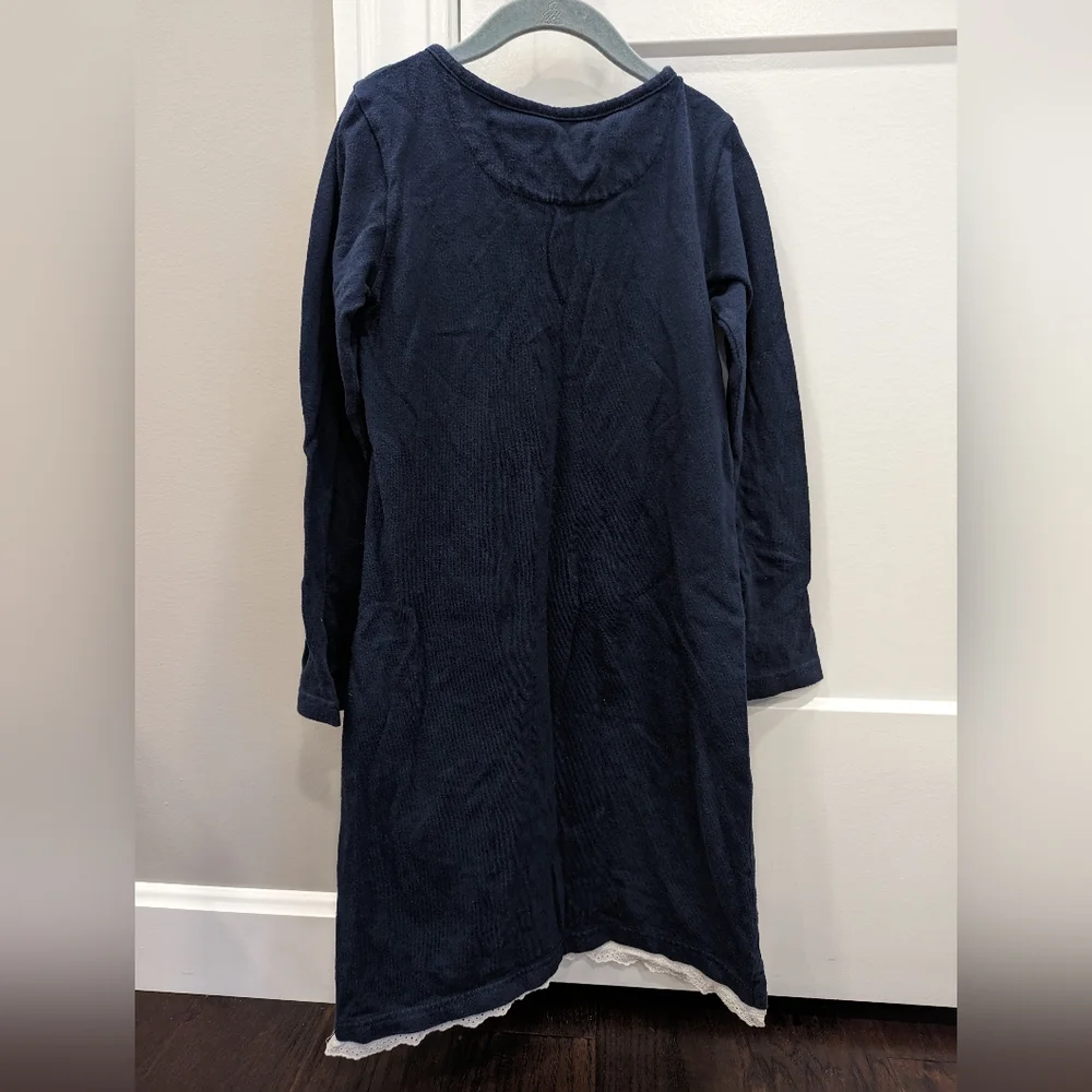 LANDS' END girls popover blue knit dress size 7